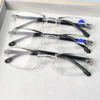 3pcs Rimless Reading Glasses for Men and Women - Blue Light Blocking, High-Definition, Rectangular Frame