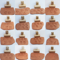 More Pattern Stamps for Clay Cute Flower Leaf Animal Texture Emboss Seal Wooden Block Pottery Stamps Ceramic Polymer Clay Tool
