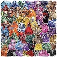 AliExpress 50pcs Aesthetic Cartoon Mysterious Skeleton Stickers Skull Water Bottle Sticker Luggage Laptop Guitar Bicycle Vinyl Car Decals