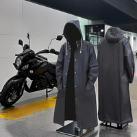 AliExpress NONE Black Fashion Adult Waterproof Long Raincoat Women's Men's Raincoat Hooded Outdoor Motorcycle, Cycling, Hiking, Fishing