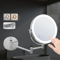 8 inch Wall Mounted Makeup Mirror 5/7/10X Magnifying Double Side Folding Arm Extend USB Charging Bathroom Smart Cosmetic Mirrors