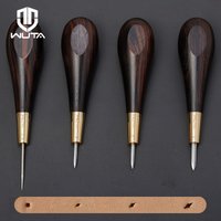 WUTA 2ème génération poinçon de couture en cuir forme de diamant ébène bois noir et laiton outil d'artisanat poinçon de couture à la main bricolage couture conique