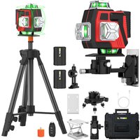 16-Linien-Laser-Nivelliergerät mit Stativ, grüne Linie, selbstnivellierend, 360° horizontal und vertikal, Fernbedienung, grüner Laserstrahl
