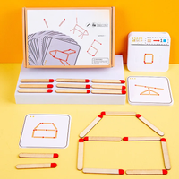 Matchstick Puzzle Game Wooden Toy, DIY Math Geometry Board Game Creative Thinking Match Logic Training Educational Toys For Kids