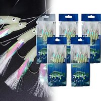 5 Hooks Sabiki Artificial Bait Luminous Fishing Lures Sabiki Rig String Hook for Sea Fishing