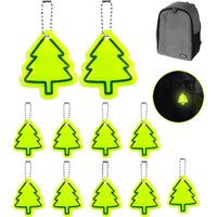 10PCS Fashion Reflective Keychain Tree Shape Pendant Night Outdoor Running Reflective Pendant Backpack Decoration