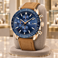 SAPPHERO Herren Luxus Chronograph Quarz Uhr Hochpräzises Uhrwerk Edelstahlgehäuse Blaues Zifferblatt 50M Wasserdicht Datumsanzeige Sport Business Armbanduhr Premium Geschenk für Herren