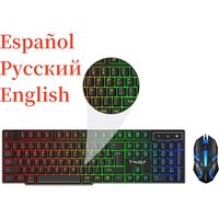 Russian Keyboard with Russian Layout 100% Keyboard Spanish Keyboard Mouse Kit ISO Layout 104 Keys Backlight USB Wired Gaming T20