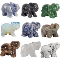 Whosale 2 Inch Jade Crystal Elephant Figurines Craft Hand Carved 100 % Natural Stone Mini Animal Statue for Decor Chakra Healing