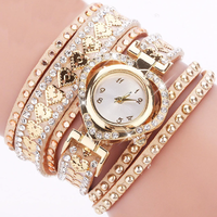 Fashion Rhinestone Women's Watch Long Leather Bracelet Quartz Watches