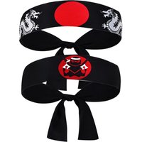 2pcs Ninja Headband Japanese Karate Bandana Samurai Hairband Hachimaki Chef Headwear Kitchen Costume Festive Party Hats