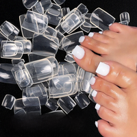 100pcs False Toes Nails French Square Nature White Clear Fake Toe Nails Feet Nail Tips Artificial Press on Toenails for Women