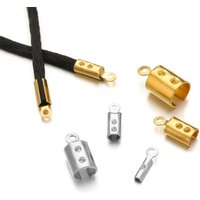 50pcs Stainless Steel High Quality Crimp End Beads Caps Leather Cord Clips for DIY Jewelry Making Necklace Connectors Supplies