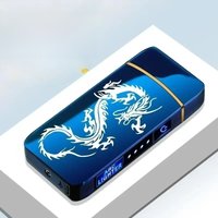 New Electric Metal Lighter, Double Arc Windproof LED Screen Touch Ignition Lighter, USB Rechargeable Portable Lighter, Men Women