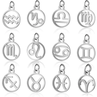 12pcs/lot Stainless Steel Zodiac Charm DIY Constellation Pendants with Jump Ring for Making Jewelry Accessories Wholesale