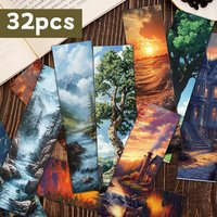 32pcs, Retro Scenery Bookmark, Back to School Season, Christmas, Halloween, Suitable for Teachers, Readers, and Birthday Gifts.