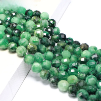 Fine 100% Natural Stone Faceted Emerald Green Round Gemstone Spacer Beads For Jewelry Making DIY Bracelet Necklace 6/8/10MM