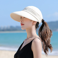 AliExpress NONE Women Summer Sun Hat Casual Foldable Wide Brim Detachable Empty Top Ponytail Cap Adjustable UV Protection Sun Hat