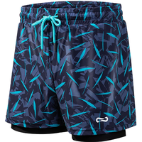 COPOZZ Men's 2 in 1 Swimming Trunks Shorts with Compression Quick Dry Swiming Beachwear Double Layer Running Beach Shorts
