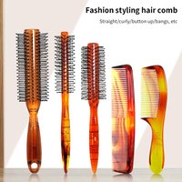 Plastic Handle Soft Bristles Round Brush Anti-Static Comb Massager Hairbrush Dressing Professional Salon Barber Comb Stying Tool