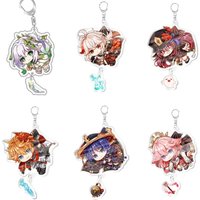 2024 Key Chain Ring Cute Yae Miko Wanderer Tartaglia Nahida Kaedehara Kazuha Hu Tao Cartoon Keyring Pendant Gift