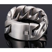 AliExpress Qiaonitu 31mm Punk Retro Matte Brush Curb Cuban Chain Bracelet Men Women Hiphop Rock Gold Color Stainless Steel Bike Biker Bangle Jewelry