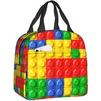 Custom Brick Builder Blocks Master Builder Insulated Lunch Tote Bag for Women Resuable Cooler Thermal Food Lunch Box Children