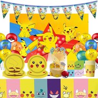 Pokemon Decoration Birthday Party Supplies Pikachu Balloons Kit Plate Napkin Banner Backdrop for Kids Party Baby Shower Supplies