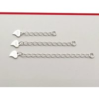 Solid 925 Sterling Silver Oval Cable Twisted with Heart Tag Extender Chain DIY Jewelry Making Accessories for Necklace Bracelet