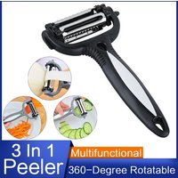 Neuer multifunktionaler 360-Grad-Drehschäler, Küchenwerkzeug, 3-in-1, drehbarer Obst-, Gemüse-, Karotten- und Kartoffelschäler, Schneider