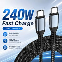 240W USB-C to USB-C Fast Charging Cable PD 3.1 5A E-Marker Chip Nylon Braided Type-C Charger Cord for Laptop Tablet Phone