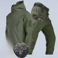 Men's Autumn Winter Trousers Sets Fleece Tactial Army Suits Camping Hiking Tracksuits Thermal Jackets Coat Fall Skiing Pants