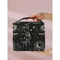 1Pc, Moon God Pattern 3-Layer Cosmetic Bag, Multi-Functional Cosmetic Management Bag, Bathtub Shower, Wallet, Portable Cosmetics, Lipstick, Brush, Skin Care Organizer 1Pc, Starry Sky Pattern 3-Layer