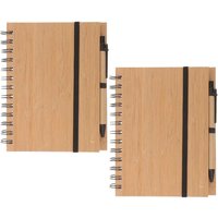 Bamboo Cover Notebook 2 Sets Memo Pad Spiral Notepad Student Office Paper Long Term Planning Practical