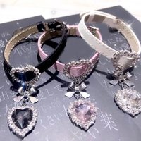 Fashion PU Heart Rhinestone Pendant necklace Bracelets Charm Wristband Bracelets for Women Girl Birthday Gift Bowknot Hand Chain