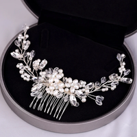 Handmade Pearls Wedding Hair Accessories Silver Color Tiara Hair Combs For Women Cheap Hair Band Bridal Hair Jewelry Headpiece