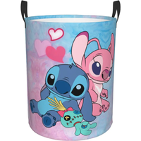 Custom Stitch Angel Laundry Hamper Large Clothes Storage Basket Disney Anime Toy Bin Organizer for Kids