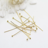 Wholesale 14k Gold Plated Brass Metal Ball Head Pin For Jewelry Making Beading Pins Findings Supplies DIY Make Jewelry