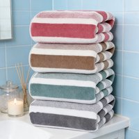 4pcs Bath Towel Set , Striped Microfiber Soft Ultra-Absorbent, Quick-Dry for Bathroom, Gym & Spa Use