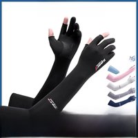 AliExpress NONE Ice Silk Sleeves Women Summer Sun Protection Men Fishing Cycling Breathable Two-Finger Non-Slip Gloves Arm Warmer Driving Sleeve