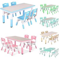 Kids Table and 4 Chairs Set, Height Adjustable Toddler Table and Chair Set, Graffiti Desktop, Non-Slip Legs, Children Multi-Acti