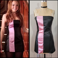 Movie Mean Girls Cady Heron Cosplay Costume Cady Black and Dusty Pink Party Inspired Dress Halloween Carnival Outfit Adult Women