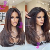 200% Density 13x6/360 Full Lace Wig Ombre Dark Brown Human Hair Straight 5x5 Silk Top Closure Wigs Remy Brazilian Bleached Knots
