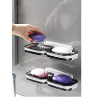 No Need for Perforated Wall Mounted Double Layer StorageDouble Layer DrainageHousehold Bathroom Storage Rack Soap Rack