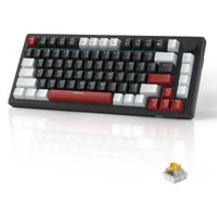 MageGee 75% Mechanical Gaming Keyboard with Knob Control, Blue Backlit Wired Gaming Keyboard Red/Yellow Switch for PC Windows