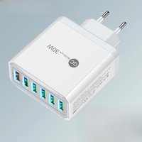 6 USB Charger 30W Quick Charge Multi Plug Wall Charger For iPhone 15 Samsung Xiaomi Portable EU/US/UK/KR Plug Fast Phone Charger