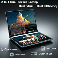 Brand new 2027 ultra clear 14+14 inch dual screen laptop portable monitor foldable, Your Best Efficiency Companion, Equip Intel® Processor N-series /Alder Lake-N N150 4 cores 4 threads, 6M cache, DDR