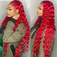 34 Inch Red Loose Deep Wave Lace Front Human Hair Wigs 13X6 Burgundy 99j Lace Front Wig Peruvian Natural Hair Lace Frontal Wig