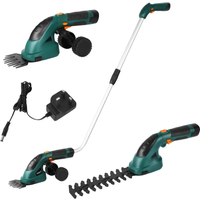 7.2V Electric Hedge Brush Trimmer Telescopic Handle Cordless 2-in-1 Grass Shear + Hedge Trimmer w/Extension Pole