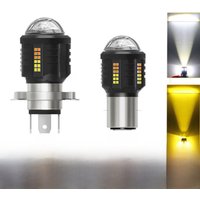 Motorcycle LED Headlight Bulb W/Parklight Universal High and Low White+Yellow